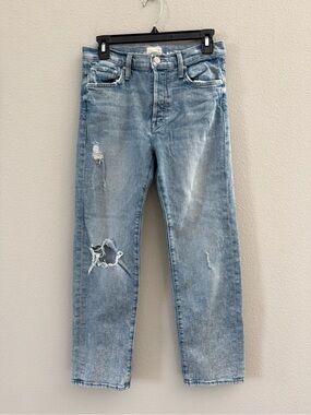 MOTHER The Scrapper Double Cuff Light Blue Denim Jeans 26